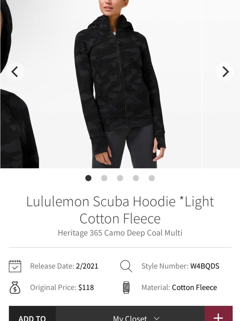 lululemon athletica Heritage 365 Camo Scuba Hoodie - Deep Coal Multi (Black)